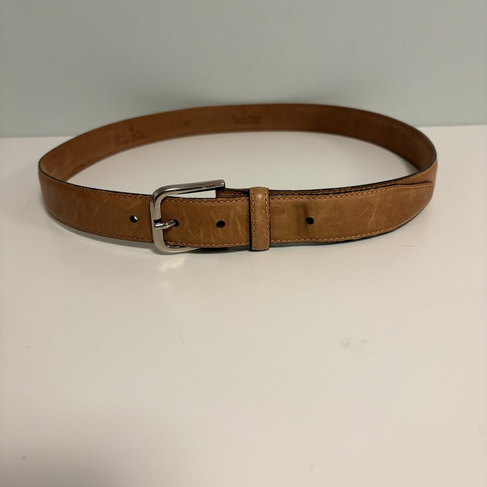 Brooks Brothers Brown Tan Leather Dress Belt Made in Italy Men Size 36